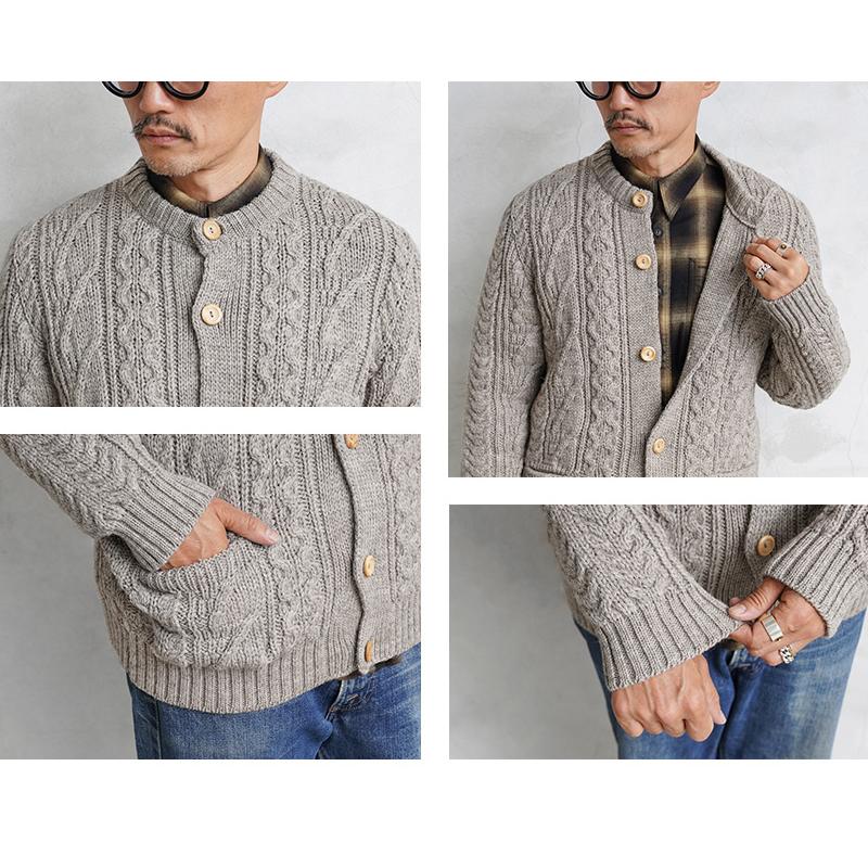 KERRY WOOLLEN MILLS ケリーウーレンミルズ KW-0005 アランケーブル カラーレス カーディガン MADE IN ENGLAND ニット イギリス製 老舗【Sx】【T】｜waiper｜10