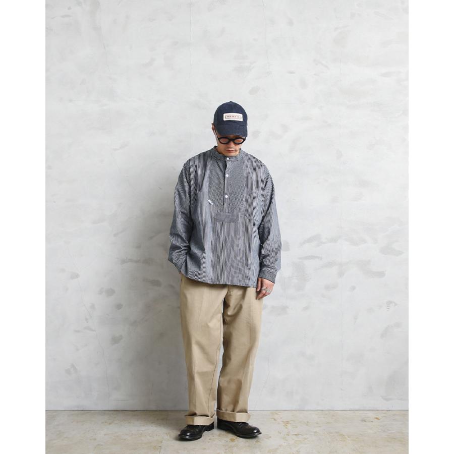 modAS モダス 8009 フィッシャーマンシャツ ポケット付き ストライプ