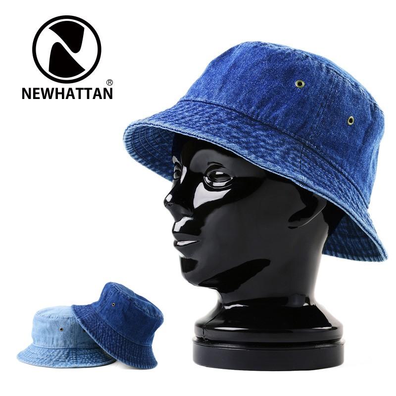 【ネコポス配送可】 NEWHATTAN ニューハッタン Bucket Hat Denim #1530 バケットハット 帽子 メンズ バケットハット ブランド【T】｜waiper