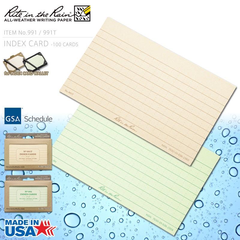 Rite In the Rain ライトインザレイン 米軍使用 INDEX CARDS 防水タクティカルインデックスカード（991,991T）【T】｜waiper