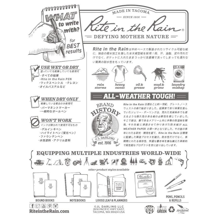 MADE IN USA Rite In the Rain ライトインザレイン 米軍使用 INDEX