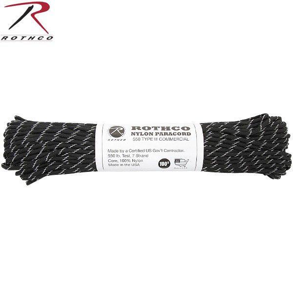 ROTHCO（ロスコ） 550LB パラシュートコード 100フィート BLACK W/3