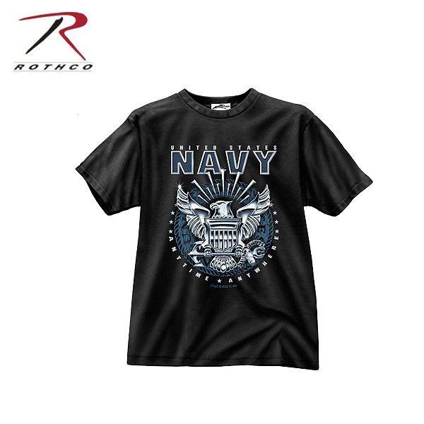 ミリタリーTシャツ ROTHCO ロスコ BLACK NAVY EMBLEM Tシャツ 【80210】 ブランド【T】｜waiper