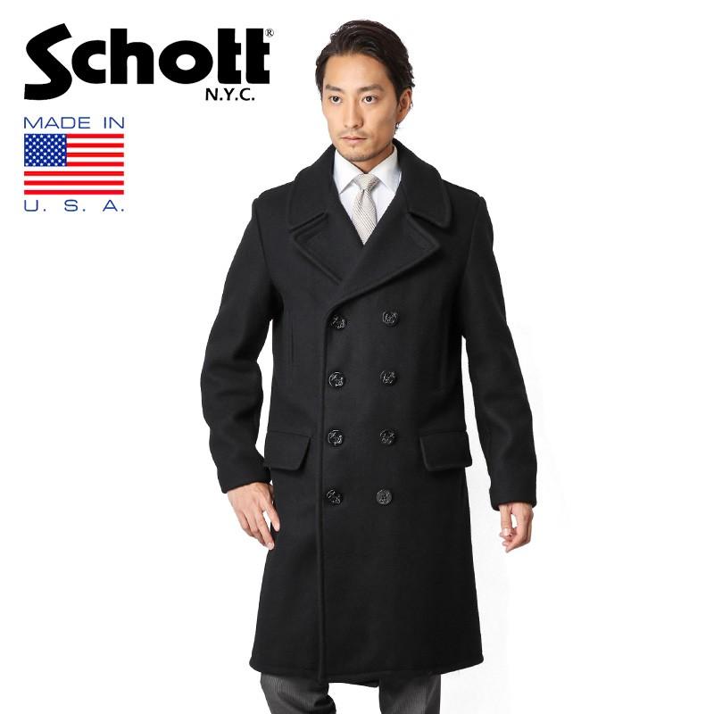 【同梱不可】 品数豊富 Schott ショット 7331 ロングメルトンピーコート ネイビー Pコート アウター ジャケット ロングコート ブランド アメリカ製 クーポン対象外 T