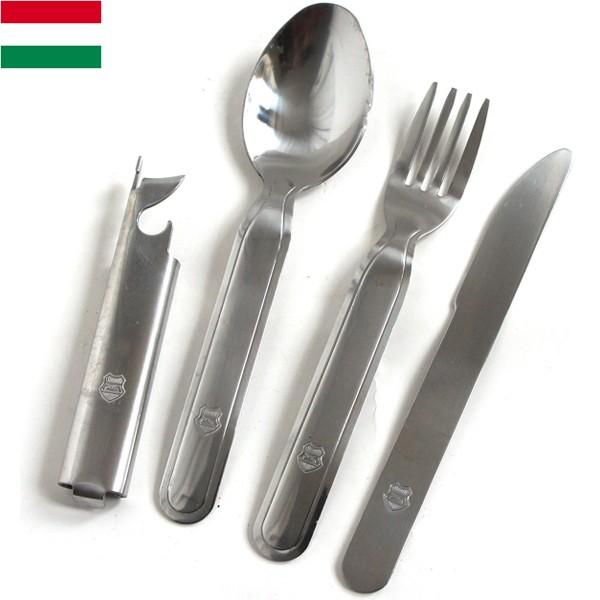 実物 新品 ハンガリー軍 カトラリーセット ナイフ フォーク スプーン 缶切り 食器 アウトドア キャンプ ブッシュクラフト クーポン対象外 T