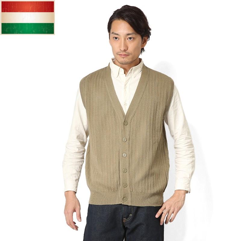 MILITARY 実物 新品 ハンガリー軍ウールニットベスト メンズ セーター 