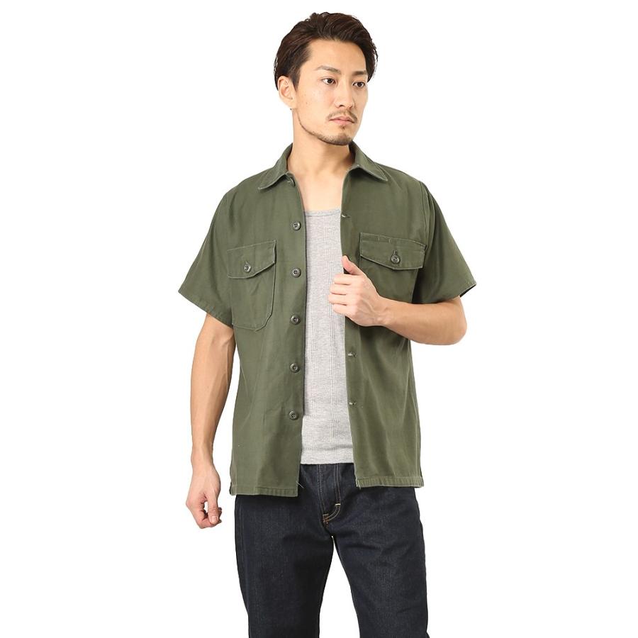 MILITARY 実物 米軍コットンサテンユーティリティーシャツ 半袖