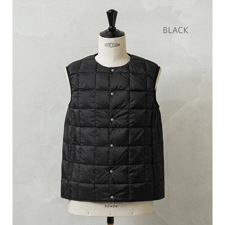 タイオンTAIONインナーダウンベストクルーネックボタン黒 TAION-004 TAION（タイオン） TAION-004 クルーネックボタン インナーダウン