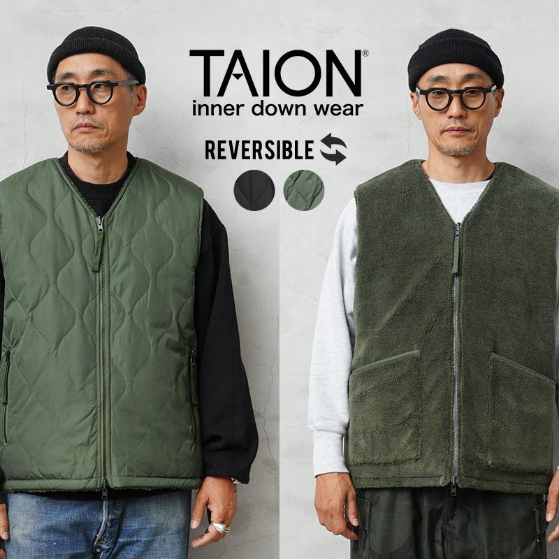 TAION タイオン TAION-R001BML-1 MILITARY LINE リバーシブル Vネック ボア ベスト【F5】【Sx】【T】 TAION（タイオン） TAION-R001BML-1 MILITARY LINE リバーシブル V