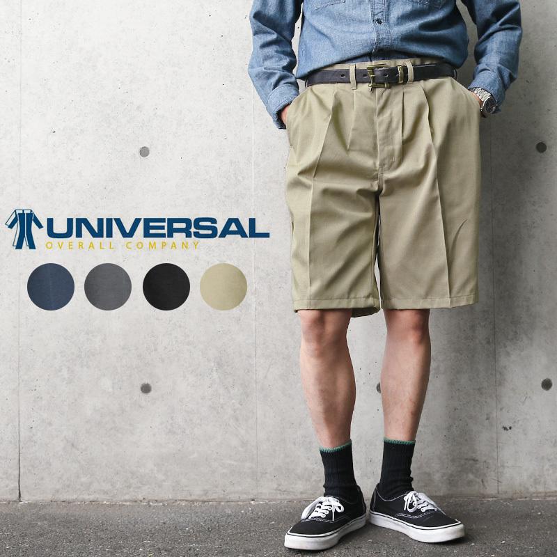 UNIVERSAL OVERALL COMPANY ユニバーサル オーバーオール カンパニー 537 PT34 プリーツフロントショートパンツ ハーフパンツ【クーポン対象外】【T】｜waiper