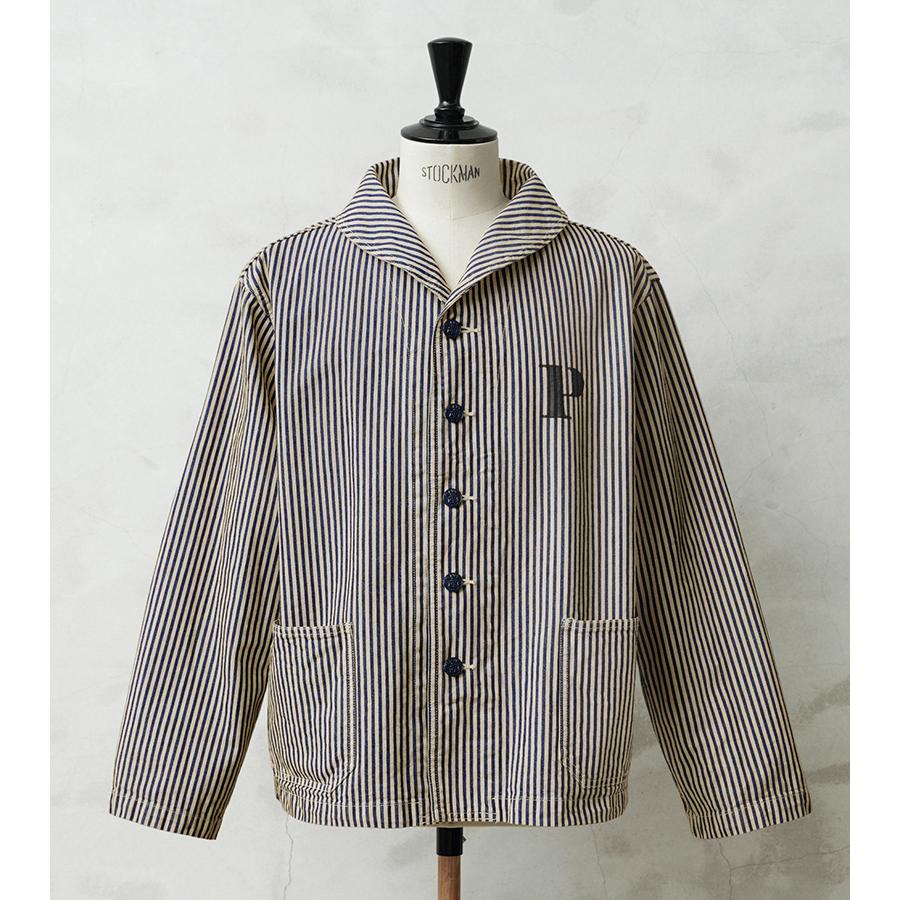 WAREHOUSE U.S. NAVYヒッコリープリズナージャケット WAIPER.inc 米軍 U.S.NAVY PRISONER ヒッコリーショールカラー