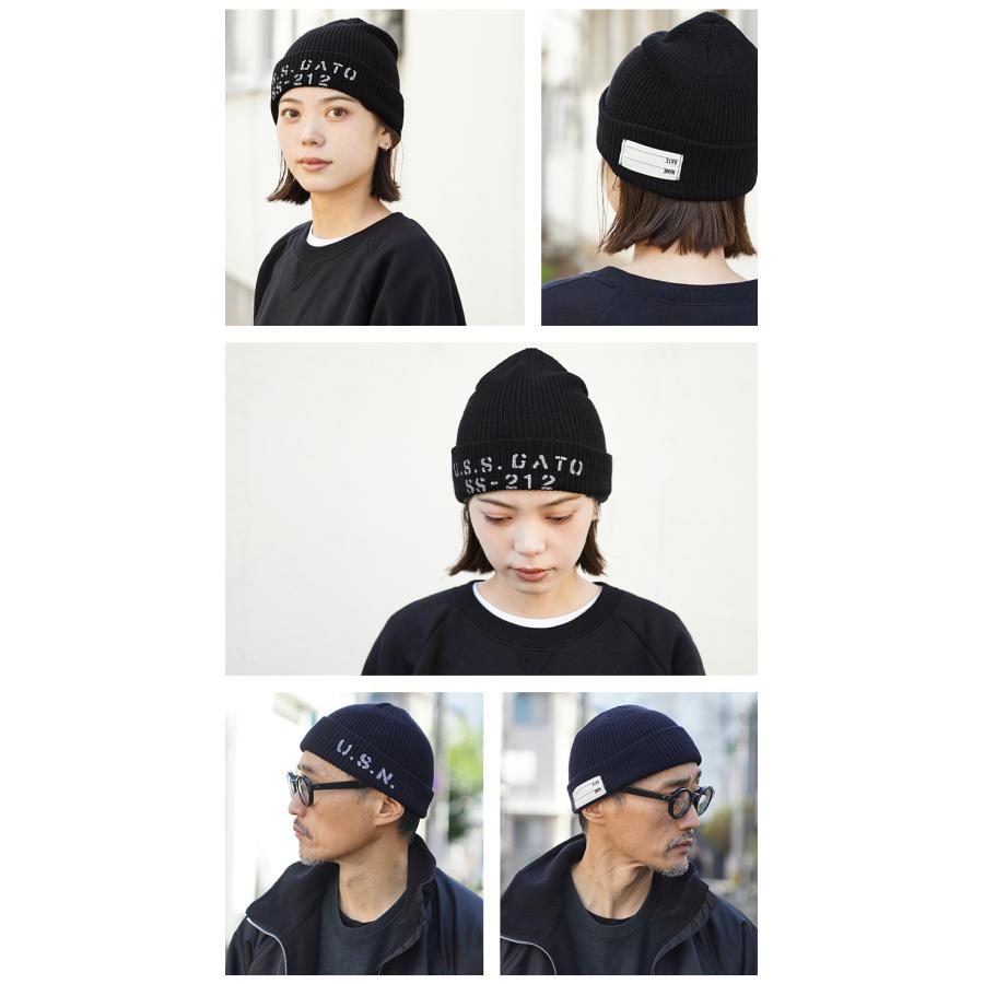 ワイパーインク　ニットキャップ　ブラック　新品 WAIPER.inc ワイパーインク U.S.NAVY ワッチキャップ REGULAR SOLID