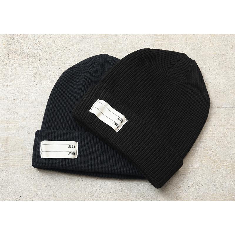 ワイパーインク　ニットキャップ　ブラック　新品 WAIPER.inc ワイパーインク U.S.NAVY ワッチキャップ REGULAR STENCIL