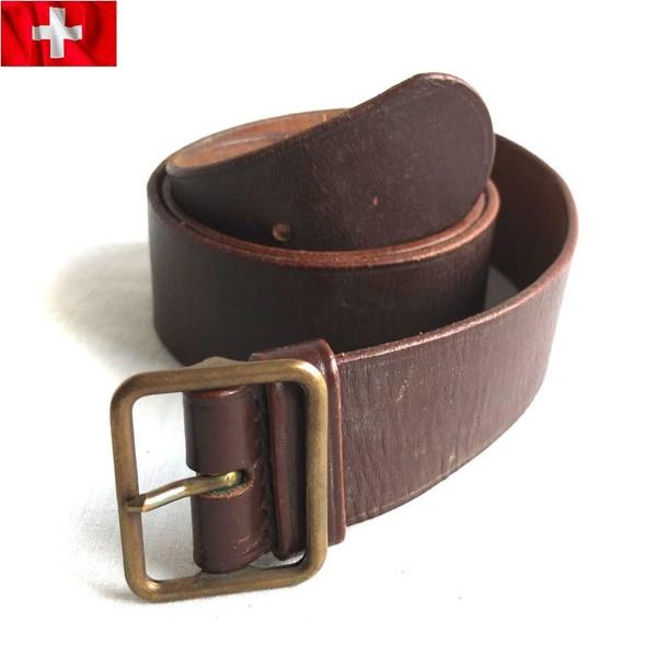 MILITARY（ミリタリー） 実物 USED スイス軍 レザーベルト ブラウン