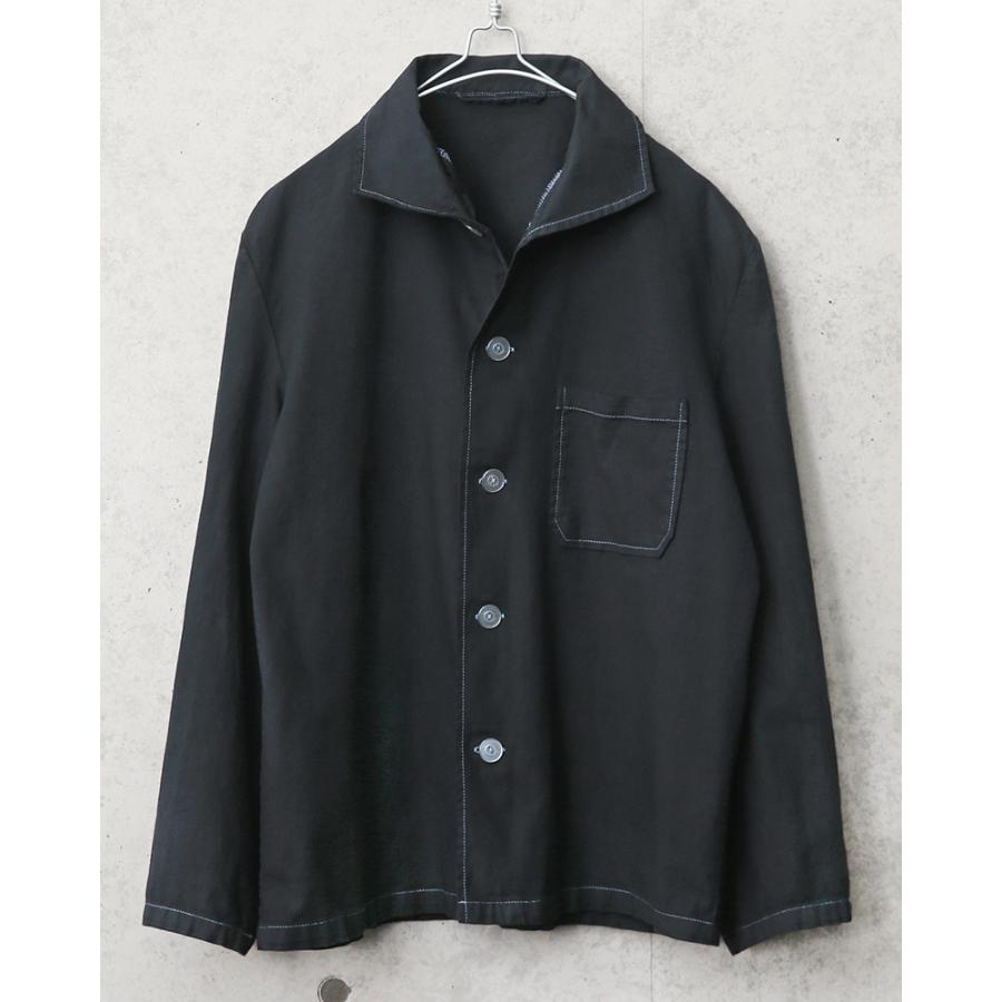 MILITARY 実物 USED ドイツ軍 パジャマシャツ BLACK染め ミリタリー 