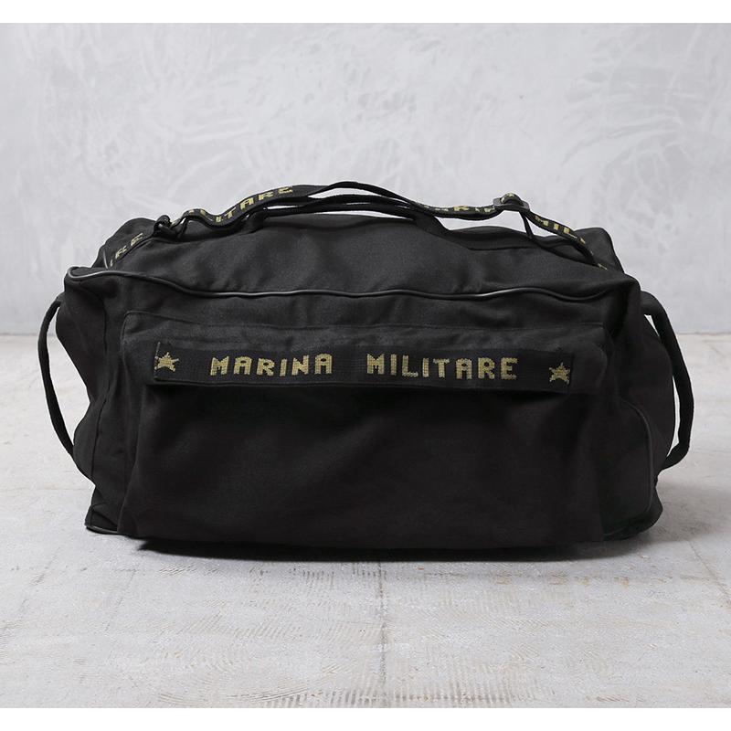 【実物USED】MARINA MILITARE ショルダー ダッフルバッグ 黒 MILITARY（ミリタリー） 実物 USED イタリア軍 MARINA MILITARE
