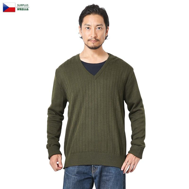 マルクルビアン フランス製 ミリタリー Vネックセーター MILITARY（ミリタリー） 実物 新品 デッドストック チェコ軍 M-85 V