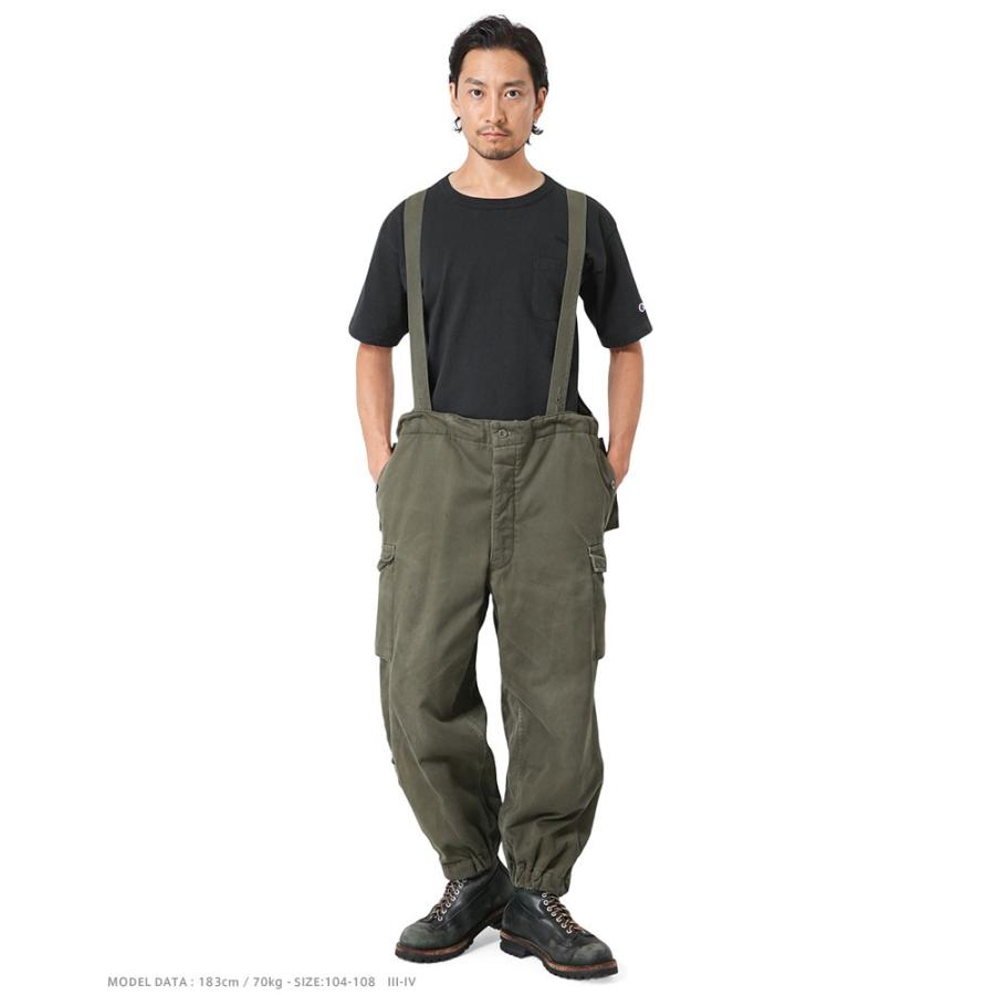 サスペンダー付　ワークパンツ　ズボン　作業用　オーバーオール MILITARY 実物 USED オーストリア軍 サスペンダー付き オーバー