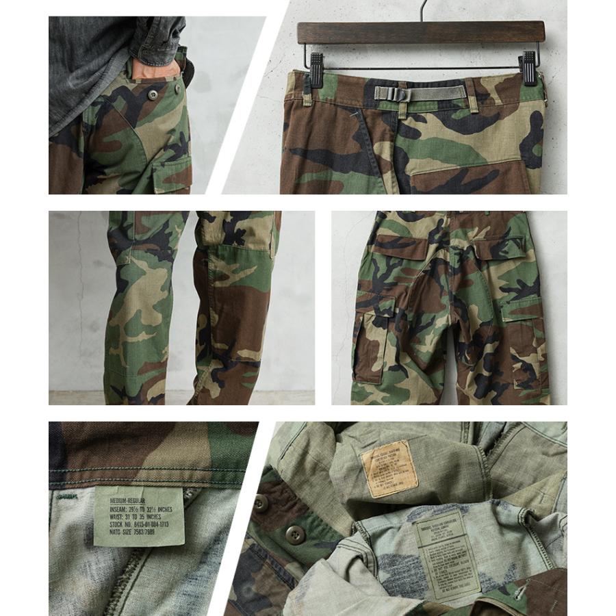 実物 USED 米軍 BDU WOODLAND CAMO カーゴパンツ ノンリップ