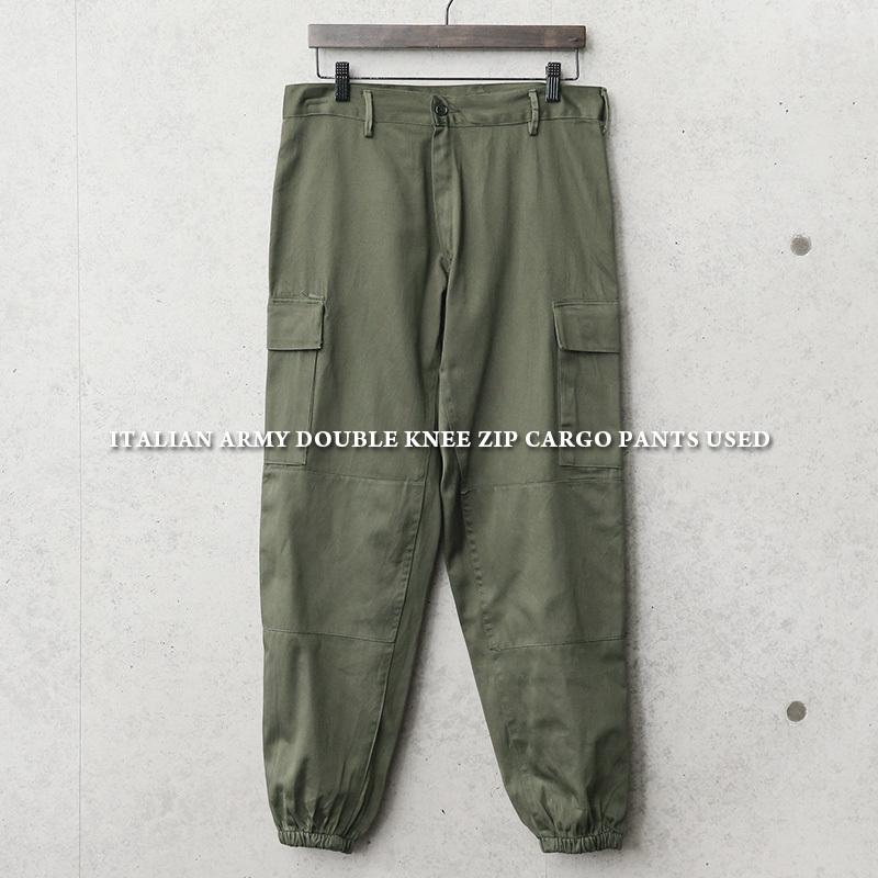 MILITARY 実物 USED イタリア軍 ダブルニー ZIP カーゴパンツ MILITARY 実物 USED イタリア軍 ダブルニー ZIP カーゴパンツ