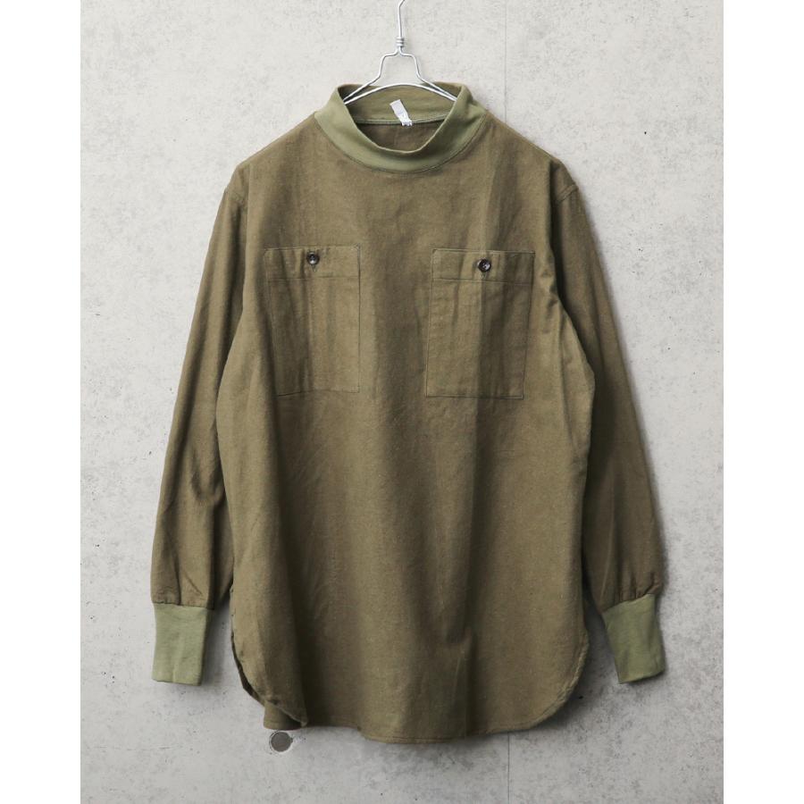 実物 USED ハンガリー軍 フランネル プルオーバー モックネックシャツ