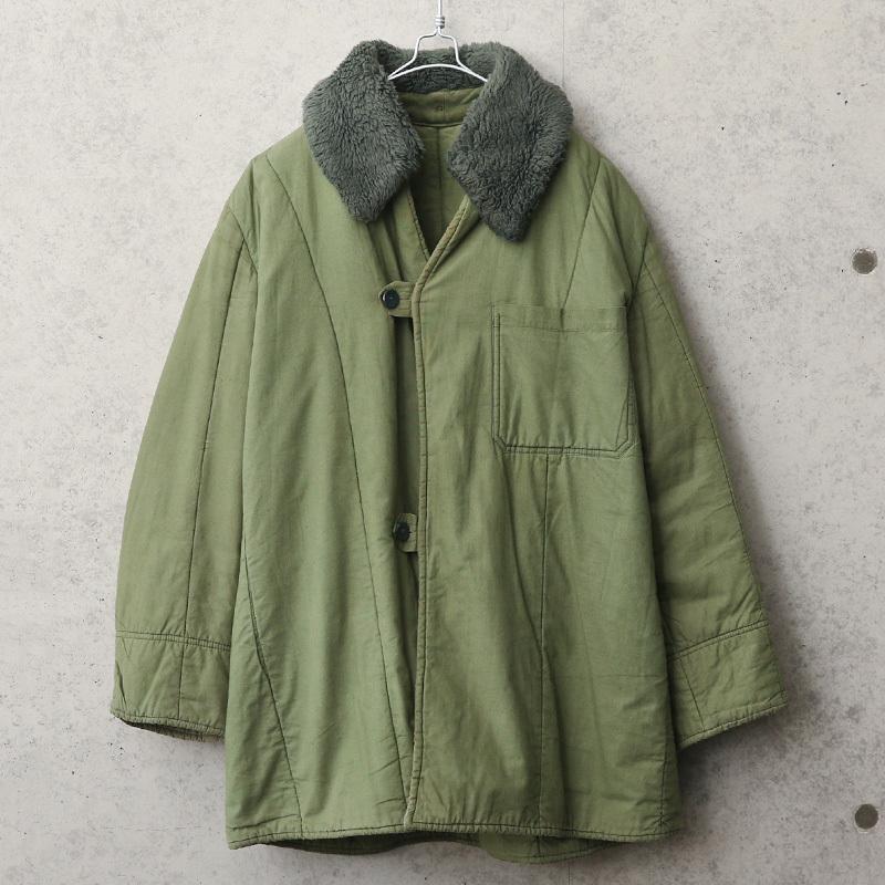 ミリタリー オリーブ グリーン アウター インナーキルティング ボタン着脱可 L MILITARY（ミリタリー） 実物 USED ハンガリー軍 フィールドコート用