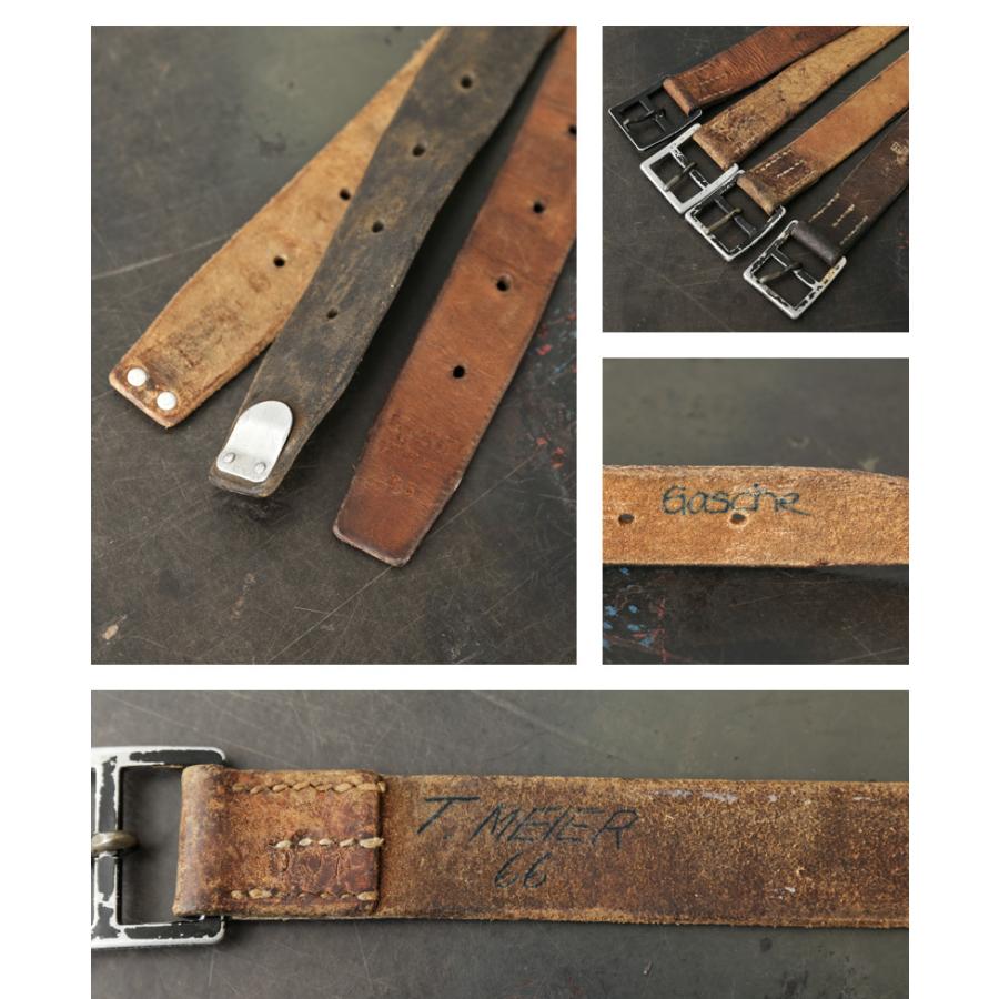 MILITARY 実物 USED スイス軍 M-52 レザーベルト メンズ ミリタリー 軍