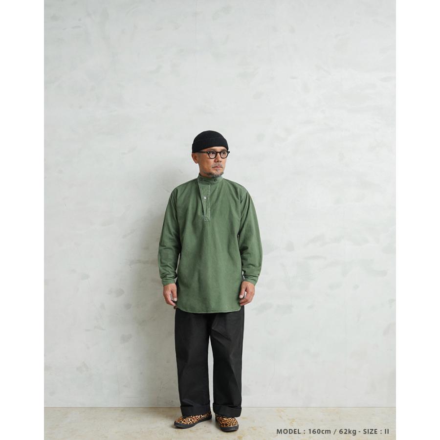 実物 USED スウェーデン軍 M-55 スタンドカラー プルオーバーシャツ