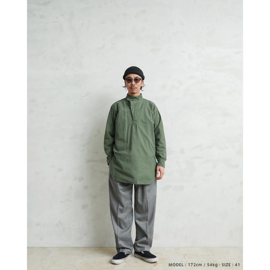 実物 USED スウェーデン軍 M-55 スタンドカラー プルオーバーシャツ