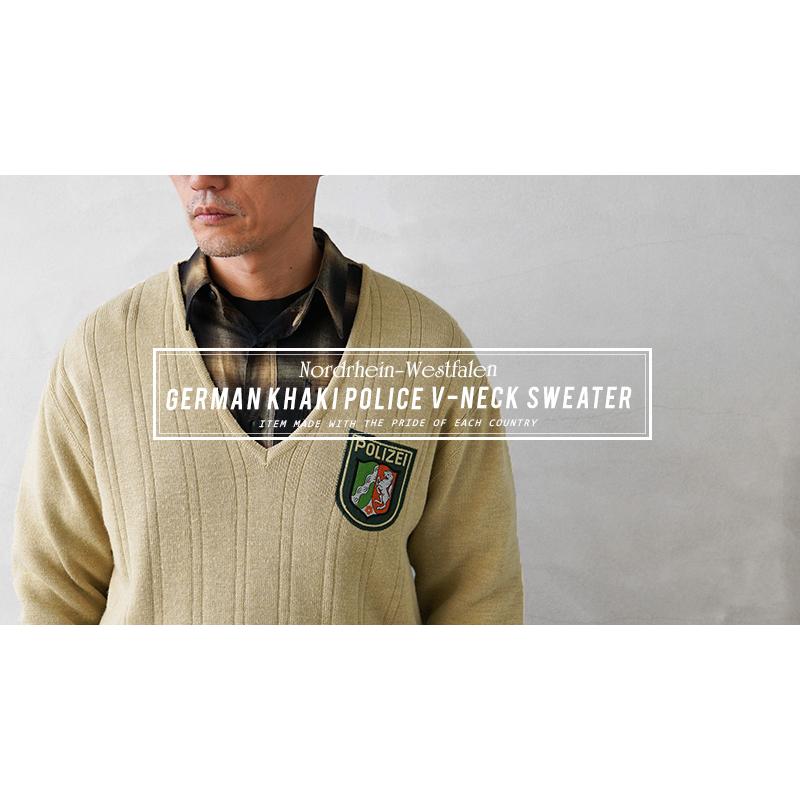 MILITARY 実物 USED 西ドイツ警察 Polizei Vネック セーター