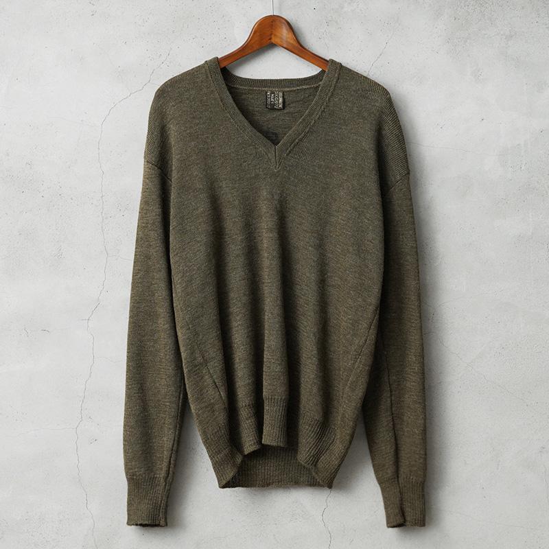 MILITARY 実物 USED オランダ軍 ヴィンテージ Vネック セーター  