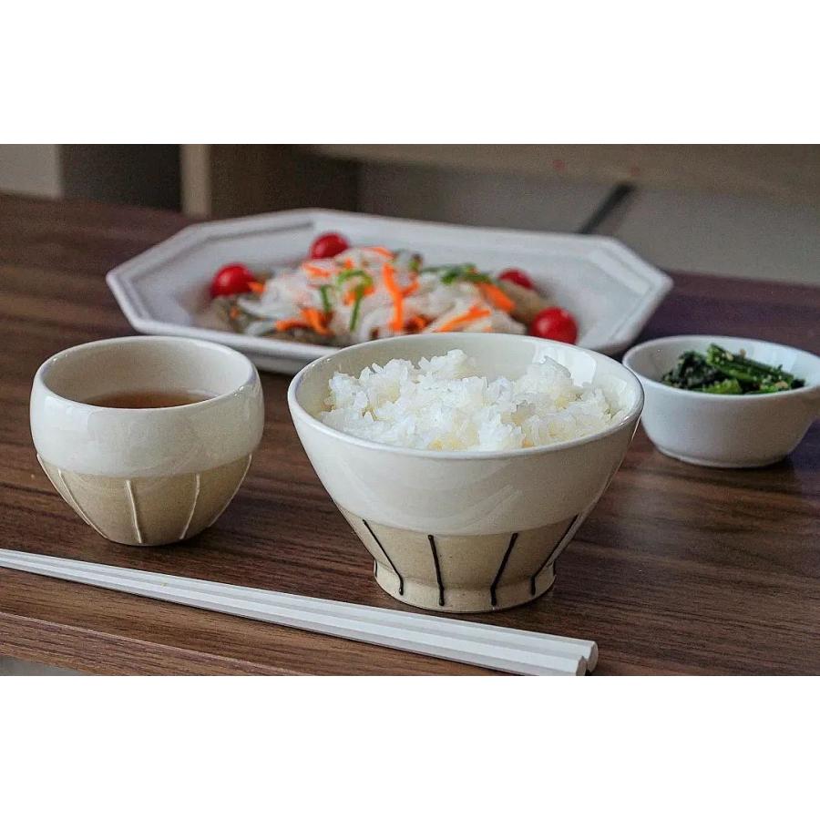 波佐見焼 利左エ門窯 一珍十草 お茶碗 BLACK × WHITE ペアセット ご飯
