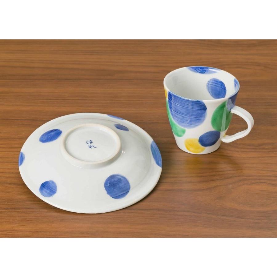 九谷焼 コーヒーカップ＆ソーサー 霽窯（はれがま）大きな大きな 水玉