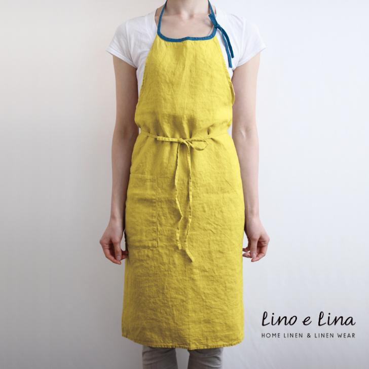 リーノエリーナ Lino e Lina リネン フルエプロン ミラ Mila ミモザ
