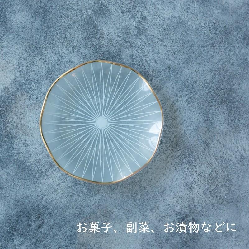 LOTUS ロータス 濁白色 半透明 ガラス 12cm プレート 小皿 日本製 皿