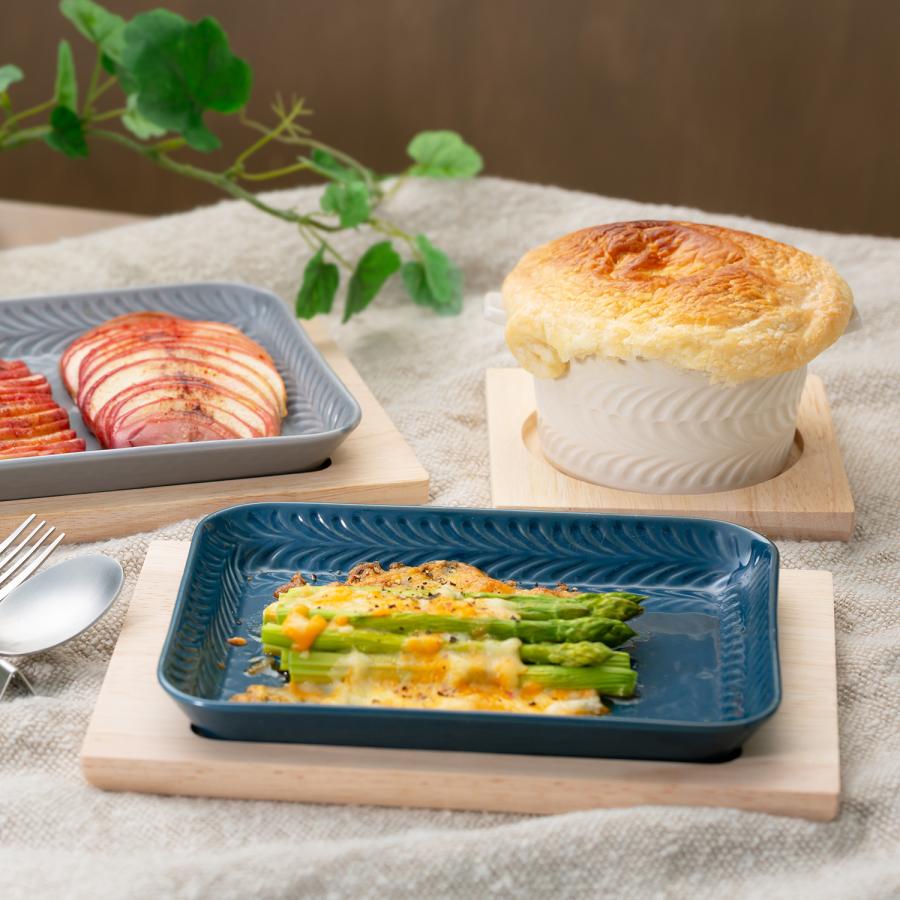 波佐見焼 翔芳窯 ローズマリー OVEN 耐熱 角トレー 長角皿 長皿