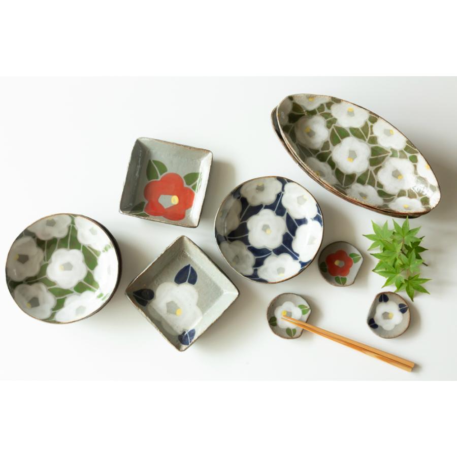 丹波焼 角皿】末晴窯 西端春奈 作 一つ椿 角 プレート 陶器 立杭焼