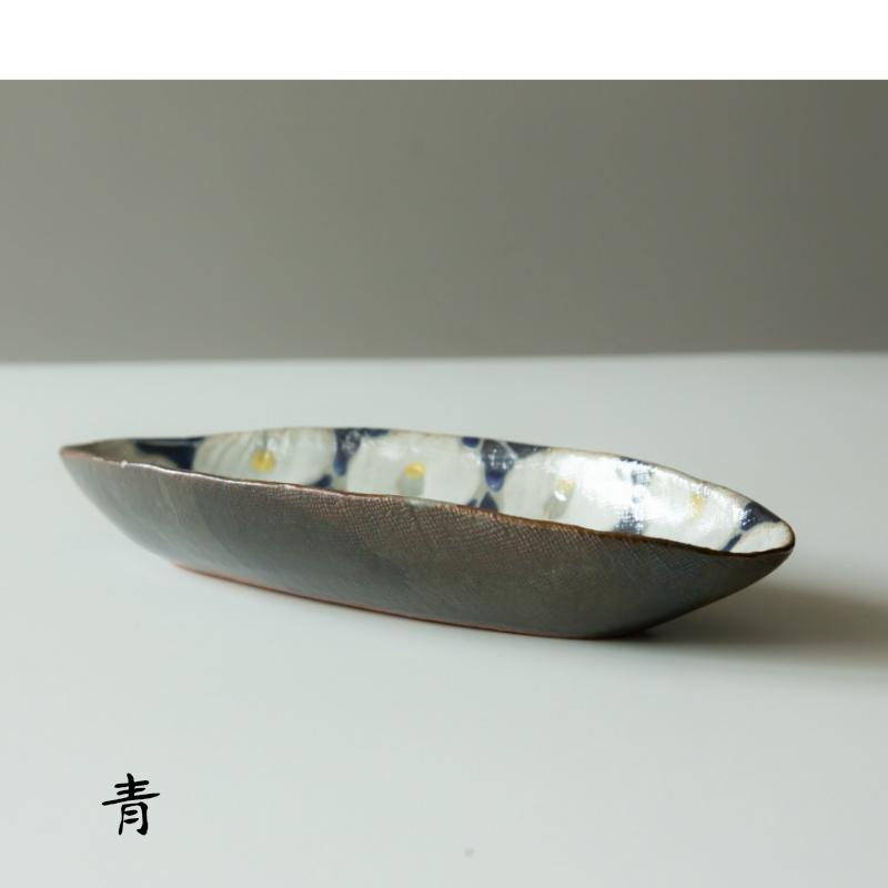 【新品】丹波焼　丹波立杭焼　和食器　和プレート　平皿　5枚セット　※窯元手作り 丹波焼 プレート 末晴窯 西端春奈 作 椿づくし 楕円皿 パスタ