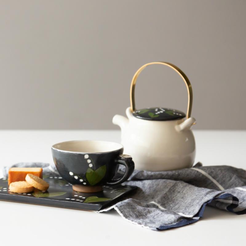 丹波焼　陶器製急須と茶碗セット 丹波焼 末晴窯 西端春奈 ティーポット 急須 陶器 立杭焼 ポット ギフト