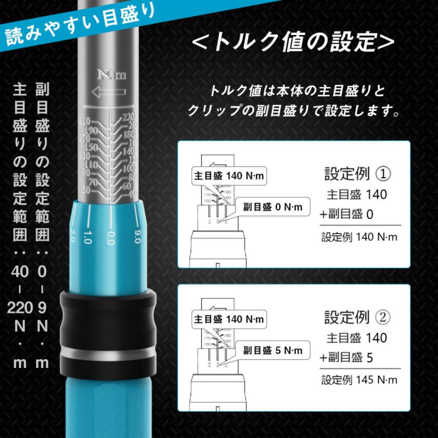 即納！トルクレンチ プレセット型 差込角12.7mm(1/2インチ) 40-220N・m