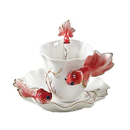 特別価格ZaH 3D Goldfish Coffee Mugs Animal Rainbow Ceramic Mug Milk Teacup Afternoo好評販売中