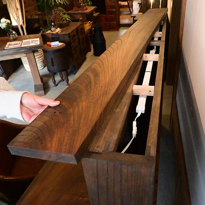古民家家具、欄間 一点物 バーカウンター 欄間×欅無垢 幅170cm カウンターテーブル 和
