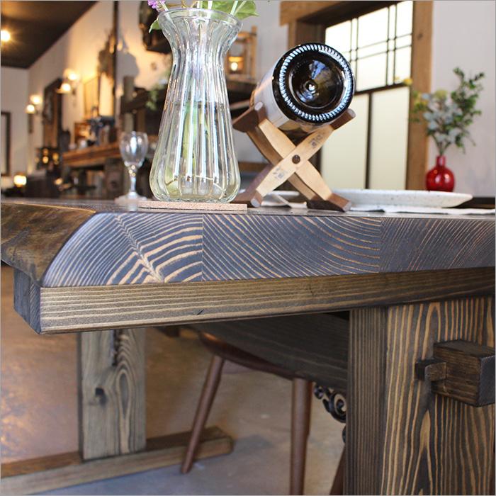 設置無料 古材 ダイニングテーブル 一枚板 アンティーク 職人手作り 木