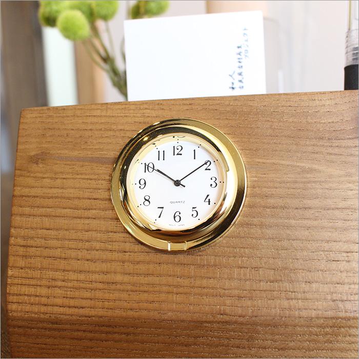 古材 ペンスタンド 高級 時計付き イチイの木 おしゃれ 北欧