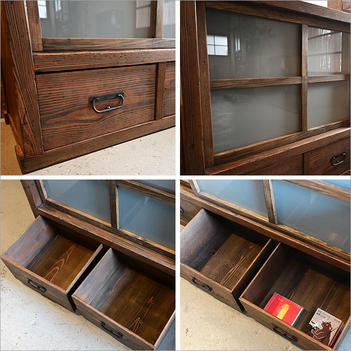 リメイク水屋箪笥】昭和初期 古民家家具 ローキャビネット 幅175cm