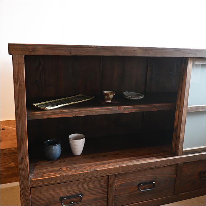 リメイク水屋箪笥】昭和初期 古民家家具 ローキャビネット 幅175cm