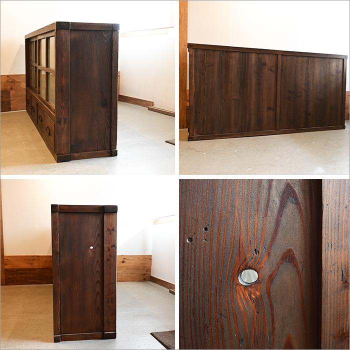 リメイク水屋箪笥】昭和初期 古民家家具 ローキャビネット 幅175cm