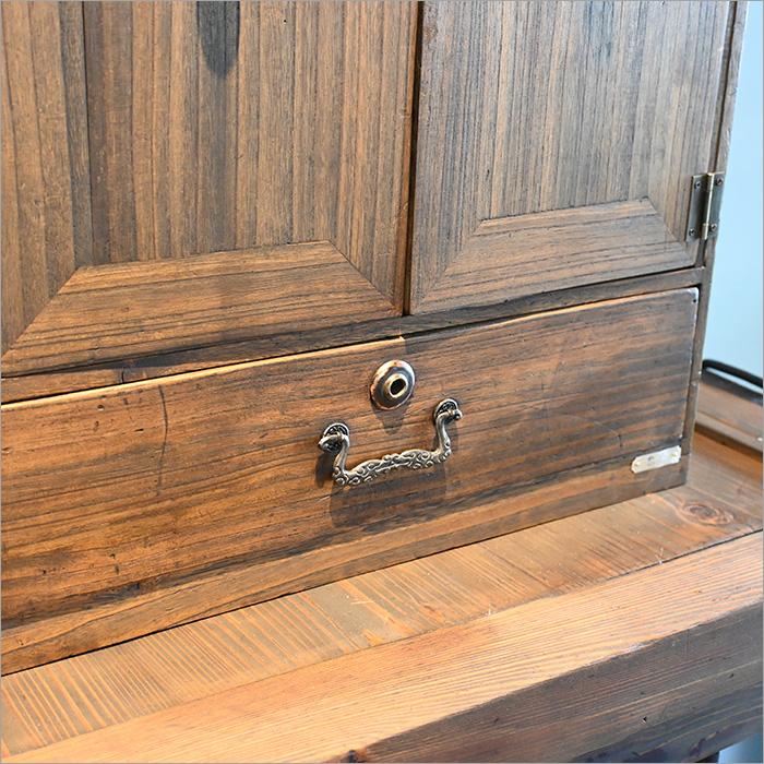 本棚 収納 引き出し付 棚 アンティーク 昭和レトロ 家具 当時物 インテリア 杉古材 扉付き収納ボックス シェルフ 本棚 無垢材 アンティーク家具 和