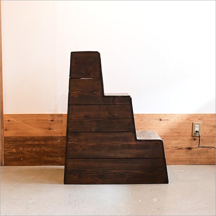 昭和古いレトロ木製踏み台収納古道具希少 踏み台 木製 3段 アンティーク 無垢 昭和レトロ 玄関 和風