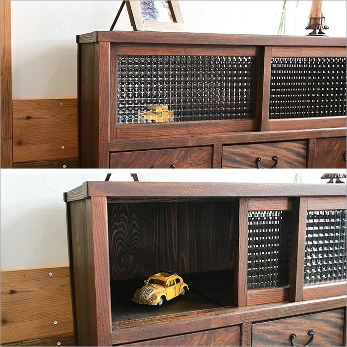 明治末期〜大正期 和箪笥リメイクチェスト ケヤキ無垢材 モザイク